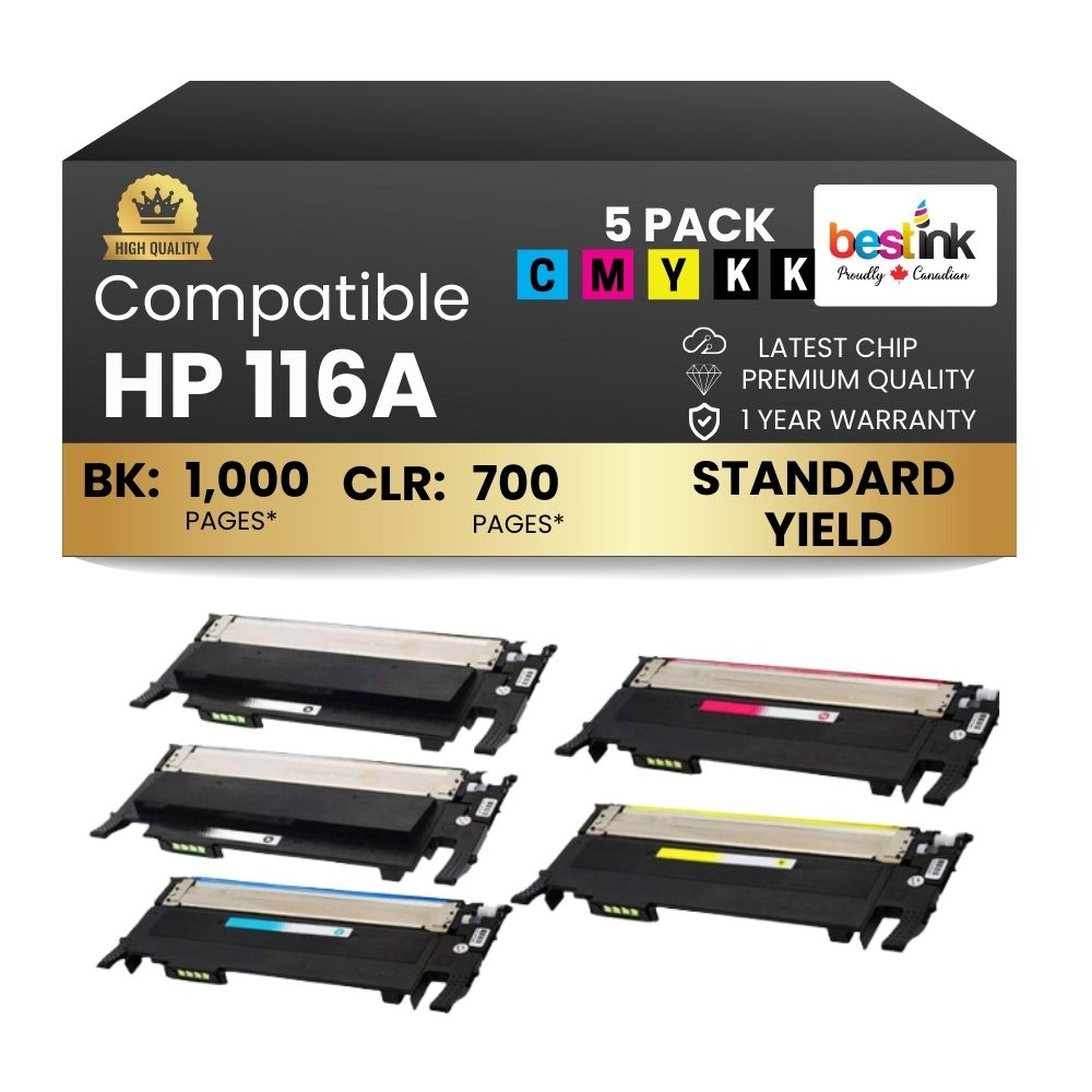 Compatible HP 116A Toner Cartridge Combo 2BK/C/M/Y (5 Pack)