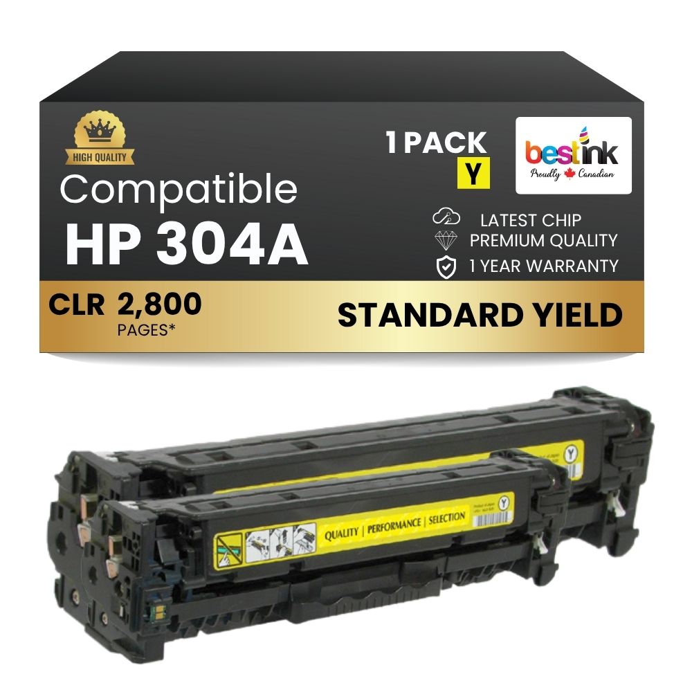 Compatible HP 304A CC532A Yellow Toner Cartridge Standard Yield