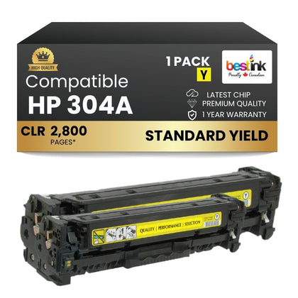 Compatible HP 304A CC532A Yellow Toner Cartridge Standard Yield
