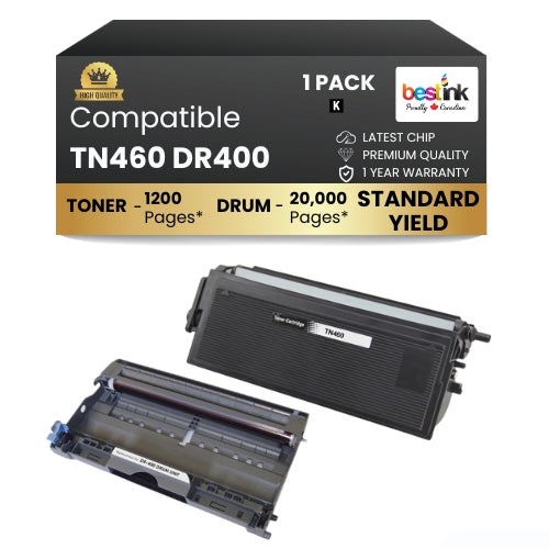 Brother TN460 DR400 Compatible Toner Cartridge and Drum Combo(1 DRUM & 1 TONER)