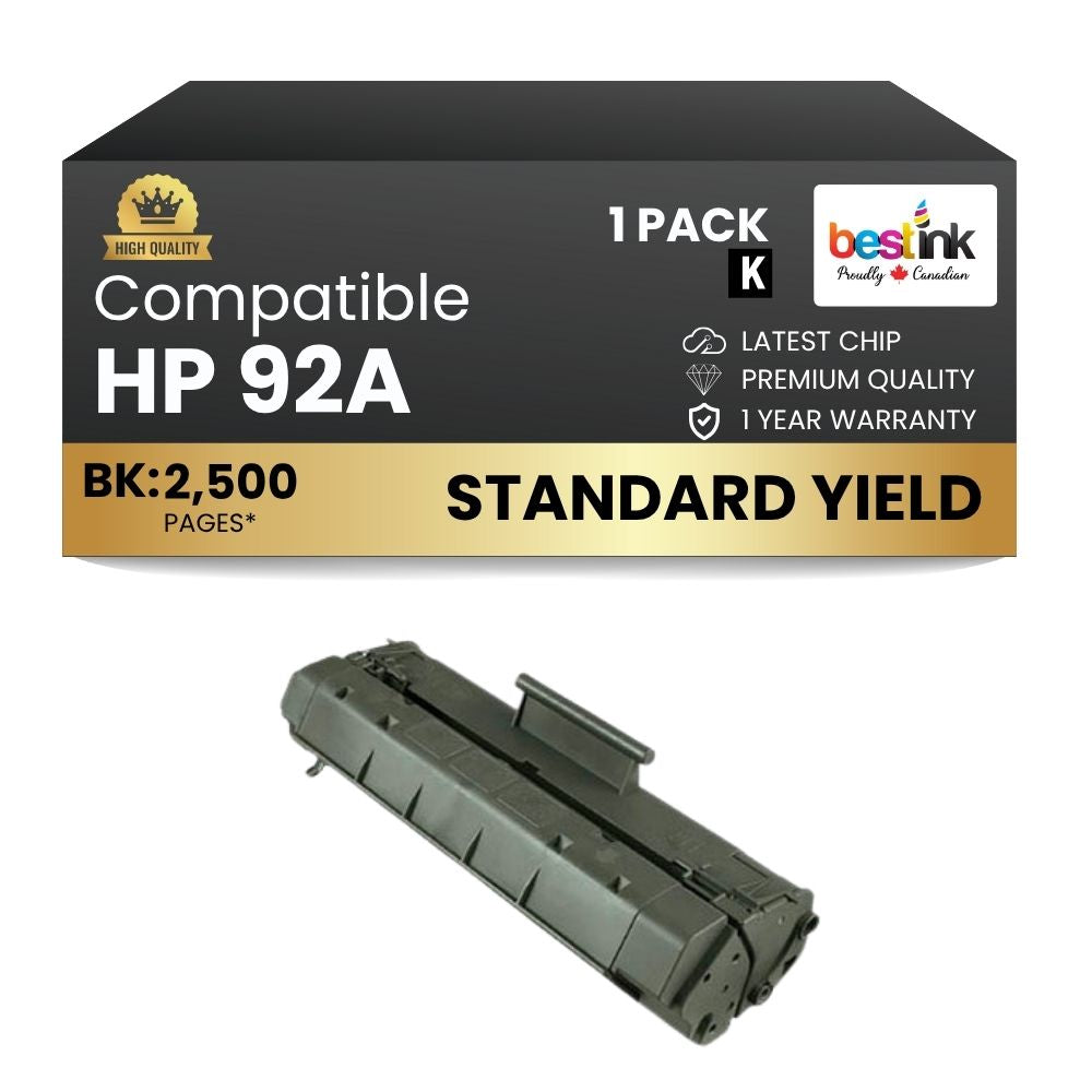 Cartouche de toner noir compatible HP 92A C4092A (1 paquet)