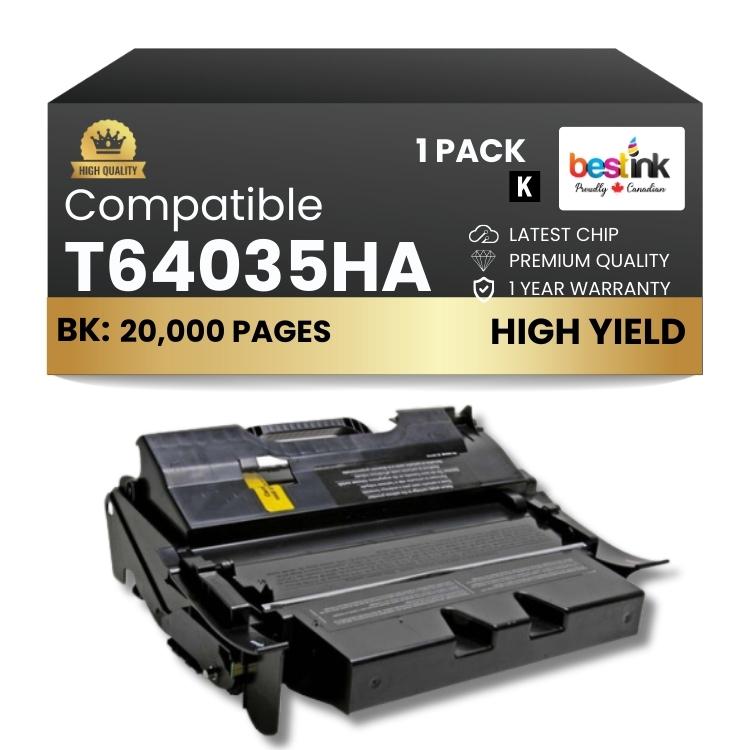Cartouche de toner noir MICR compatible Lexmark T64035HA/T642/T644 (1 paquet)
