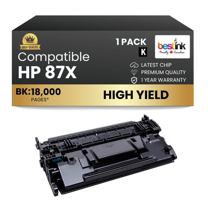 Cartouche de toner noir haute capacité compatible HP 87X CF287X (1 paquet)