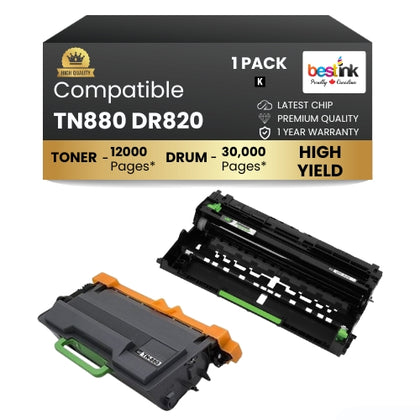 Brother TN880 DR820 Compatible Toner Cartridge & Drum Unit ( Combo ) Black super High Yield ( 1 Pack )