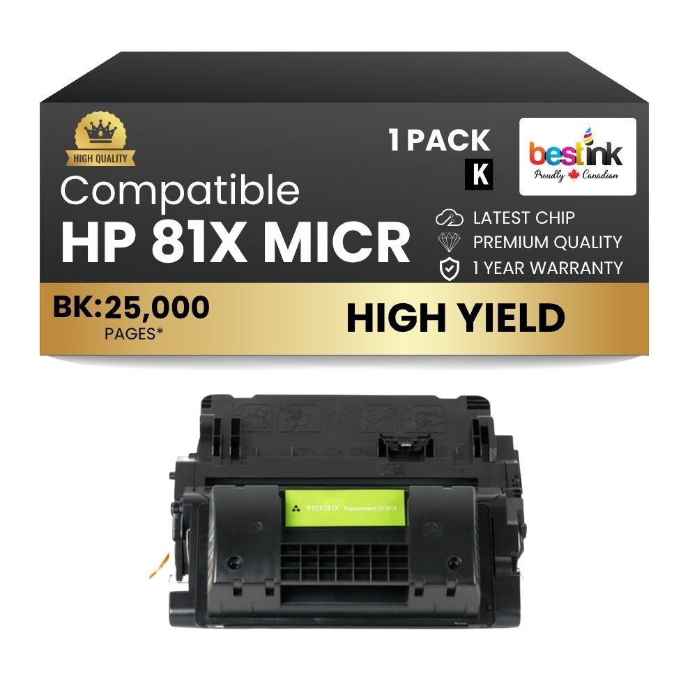 Cartouche de toner noir haute capacité compatible HP 81X CF281X MICR