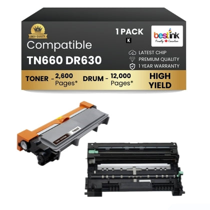 Brother TN660 DR630 Compatible Black Toner & Drum Combo High Yield