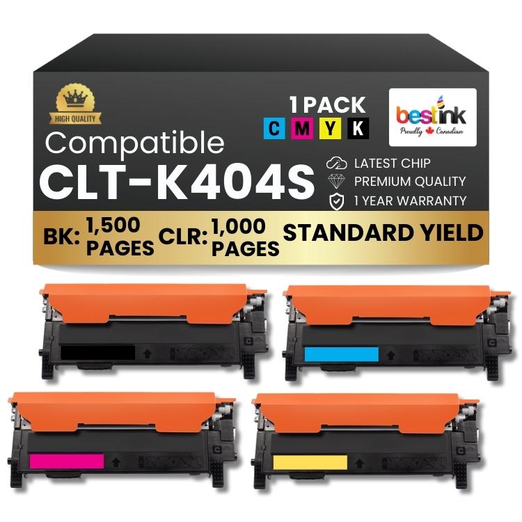 Lot de 4 cartouches d'encre compatibles Samsung CLT-K404S, noir/cyan/magenta/jaune