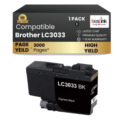 Brother LC3033XXL Compatible Ink Cartridge Black ( 1 Pack ) Super High Yield