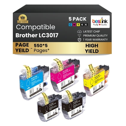 Brother LC3017 Compatibel Ink Cartridge BK/C/M/Y ( 5 Pack ) High Yield
