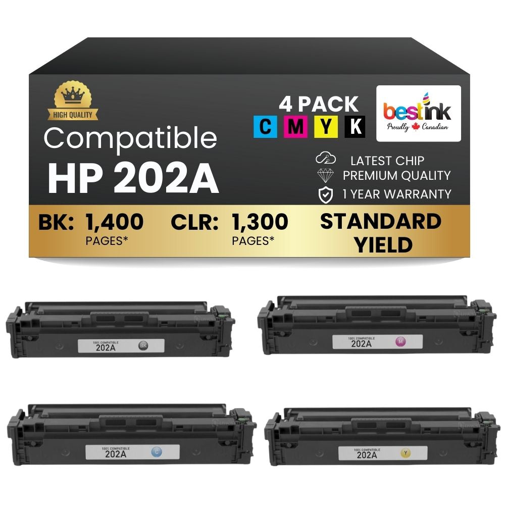 Cartouche de toner compatible HP 202A (noir/crème/magenta/jaune) (lot de 4)
