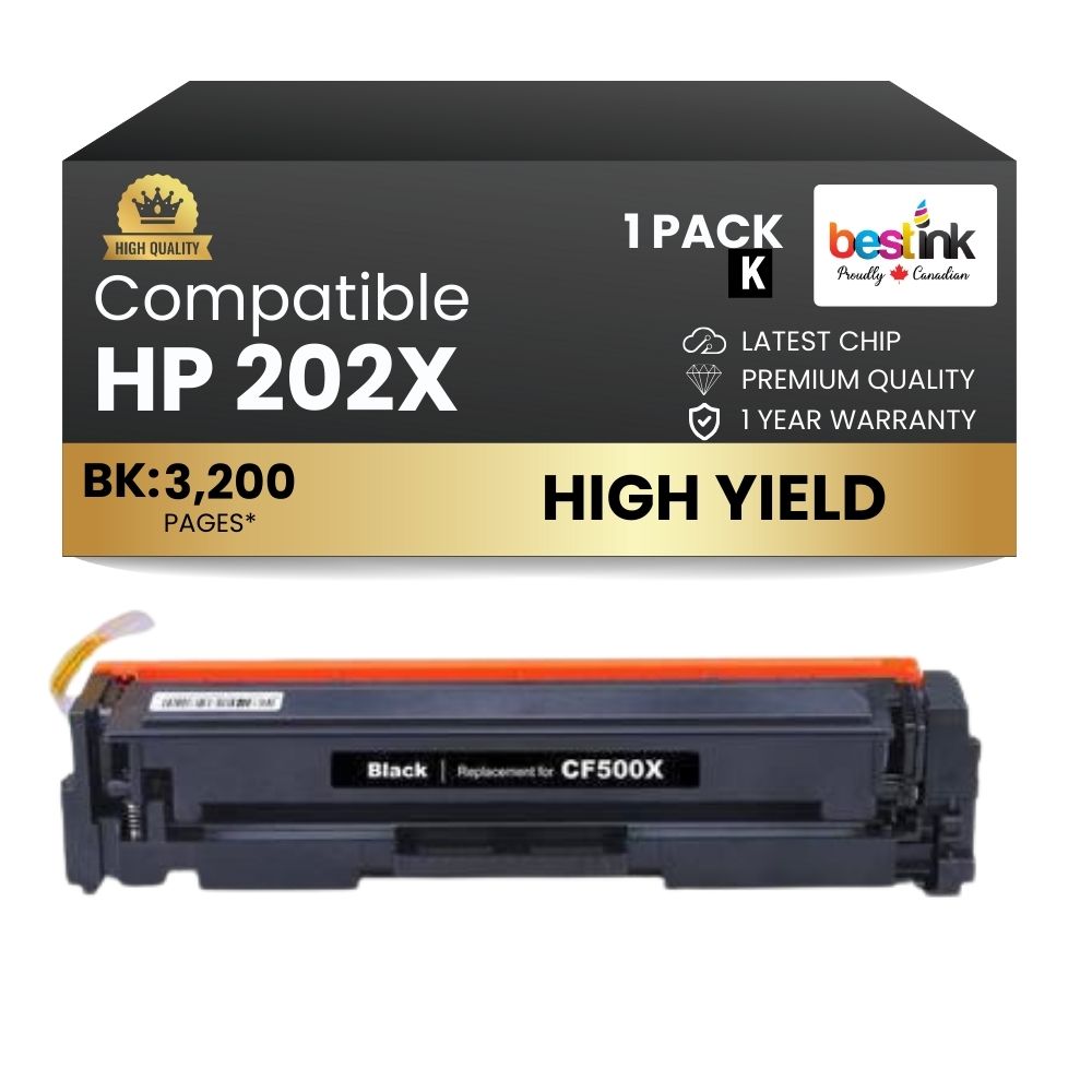 Cartouche de toner noir haute capacité compatible HP 202X CF500X