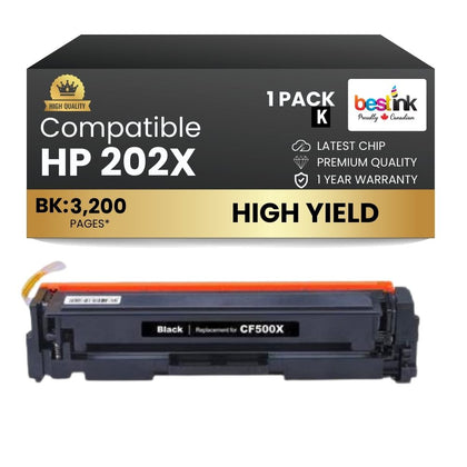 Compatible HP 202X CF500X Black Toner Cartridge High Yield