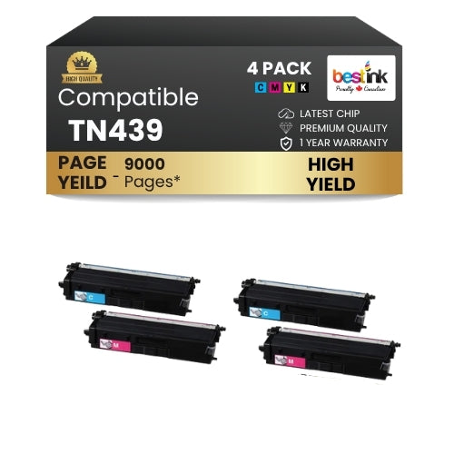 Compatible Brother TN439 Toner Cartridge Combo Ultra High Yield BK/C/M/Y (4 Pack)