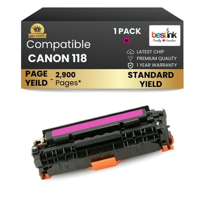 Cartouche de toner magenta compatible Canon 118 (1 paquet), rendement standard