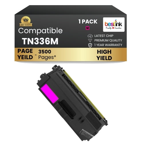 Brother TN336M Compatible Magenta Toner Cartridge High Yield ( 1 Pack )