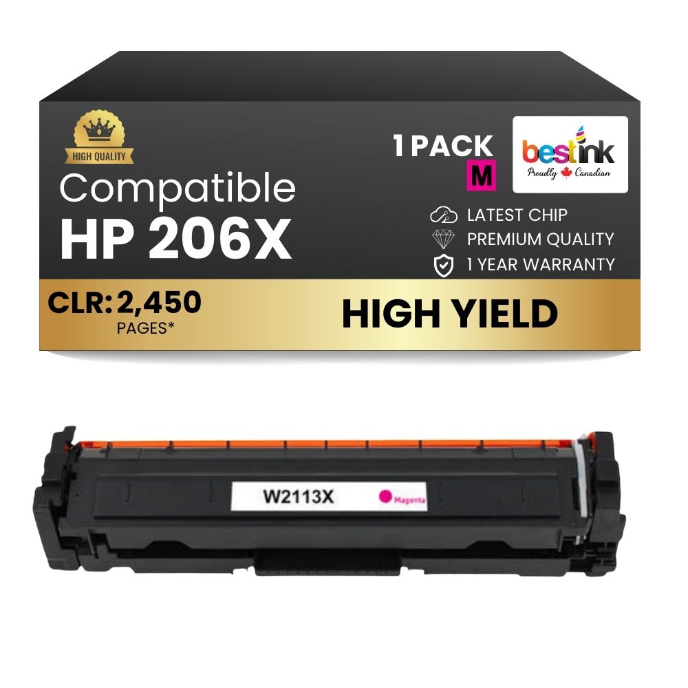 Cartouche de toner magenta haute capacité compatible HP 206X W2113X