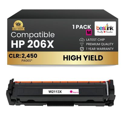 Compatible HP 206X W2113X Magenta Toner Cartridge High Yield