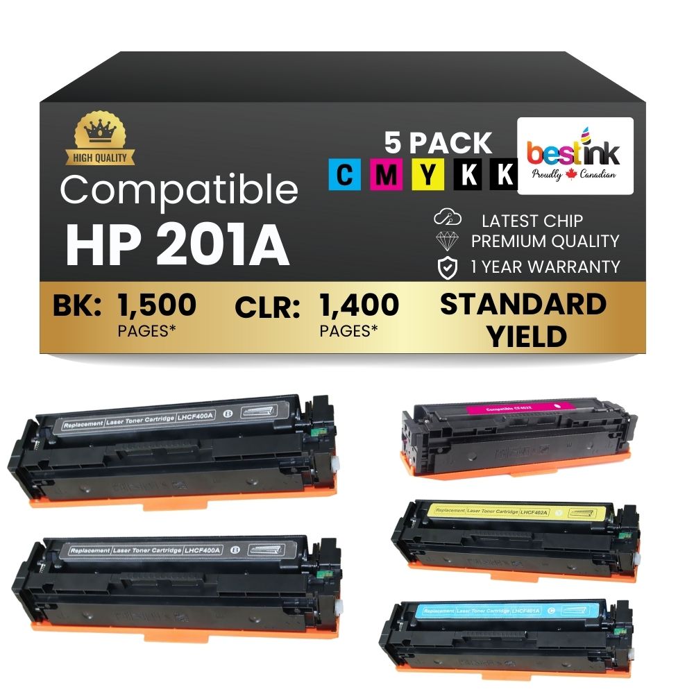 Cartouche de toner compatible HP 201A (2BK/C/M/Y) (lot de 5)