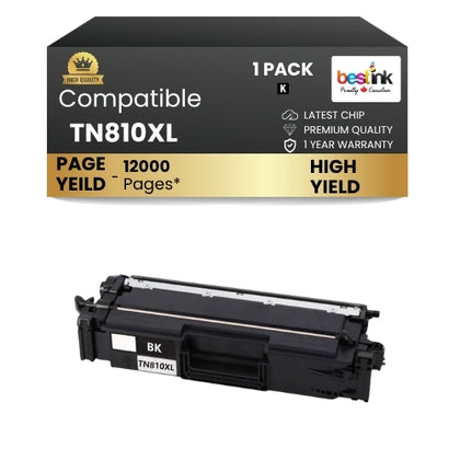 Brother TN810xlBK Black Toner Cartridge High Yield ( 1 Pack )