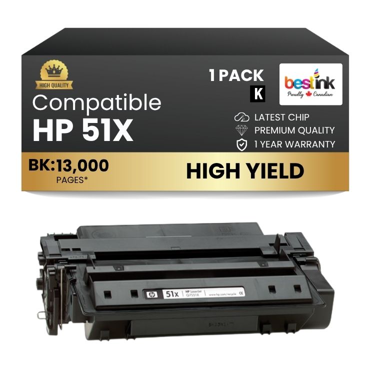 Cartouche de toner noir haute capacité compatible HP 51X Q7551X (1 paquet)