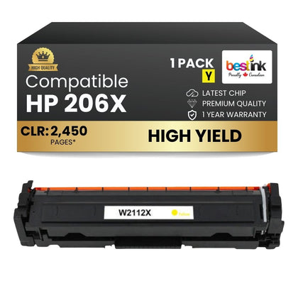 Compatible HP 206X W2112X Yellow Toner Cartridge High Yield