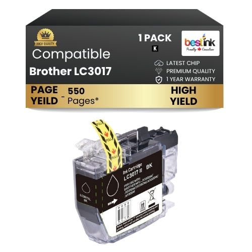 Brother LC3017 Compatibel Ink Cartridge Black ( 1 Pack ) High Yield