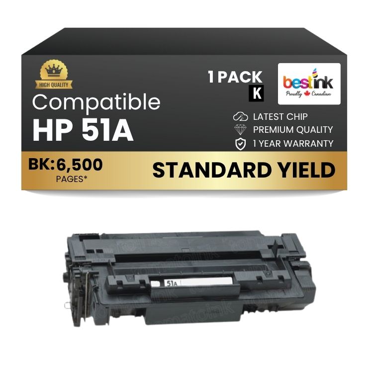 Compatible HP 51A Q7551A Black Toner Cartridge (1 Pack)