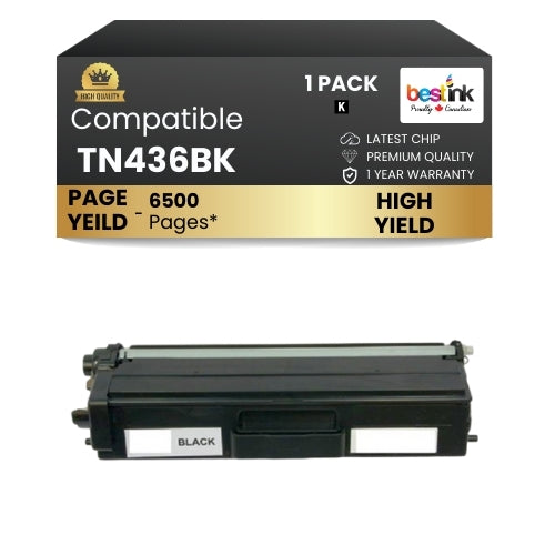 Compatible Brother TN436BK Black Toner Cartridge Extra High Yield ( 1 Pack )