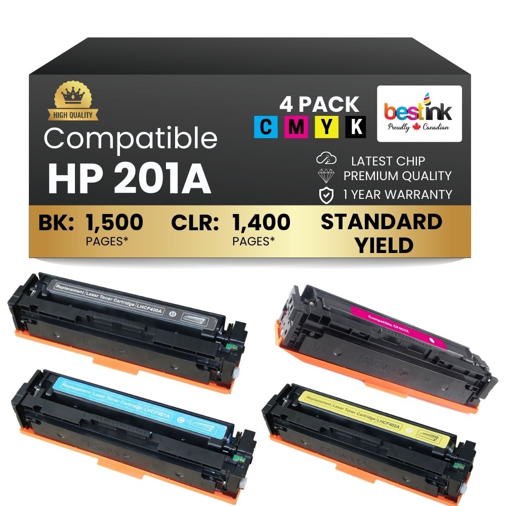 Cartouche de toner compatible HP 201A (noir/crème/magenta/jaune) (lot de 4)