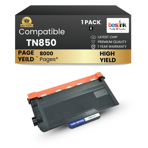 Brother TN850 Compatible Black Toner Cartridge ( 1 Pack ) High Yield