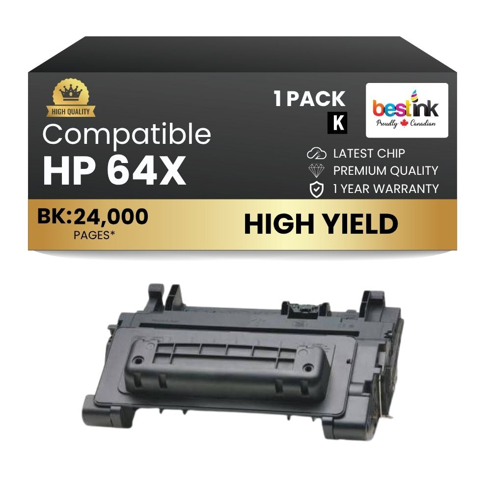 Cartouche de toner noir haute capacité compatible HP 64X CC364X (1 paquet)