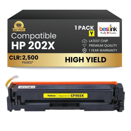 Compatible HP 202X CF502X Yellow Toner Cartridge High Yield