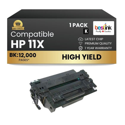 Cartouche de toner noir haute capacité compatible HP 11X Q6511X