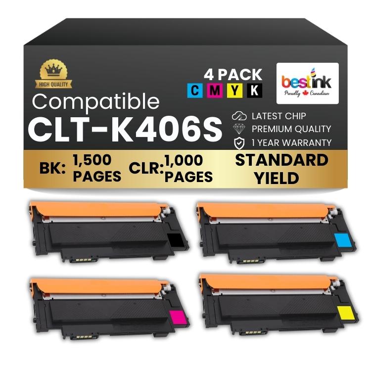 Lot de 4 toners compatibles Samsung CLT-K406S noir/cyan/magenta/jaune