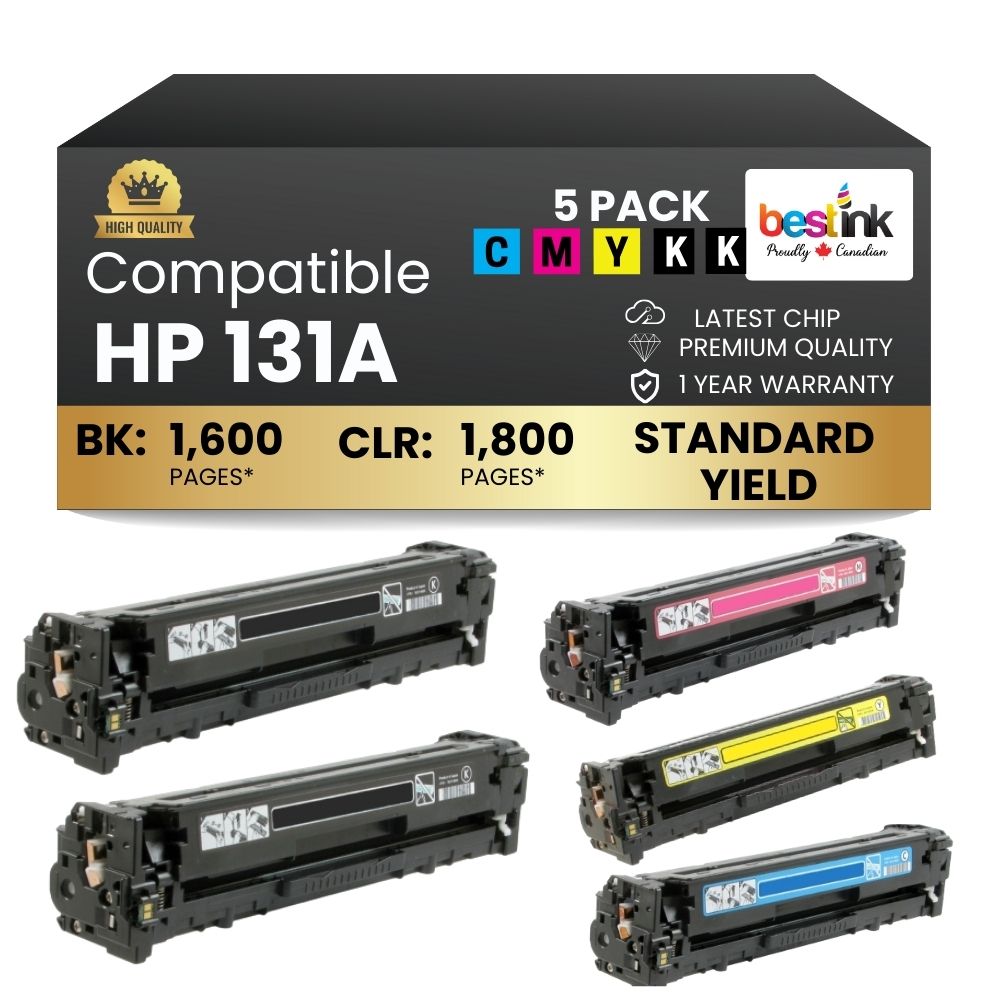 Cartouche de toner compatible HP 131A (2BK/C/M/Y) (lot de 5)