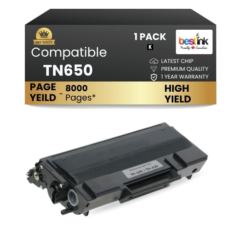 Brother TN650 Compatible Black Toner Cartridge High Yield (1 Pack)