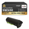 Compatible Lexmark  51B1X00 Black Toner 1 Pack