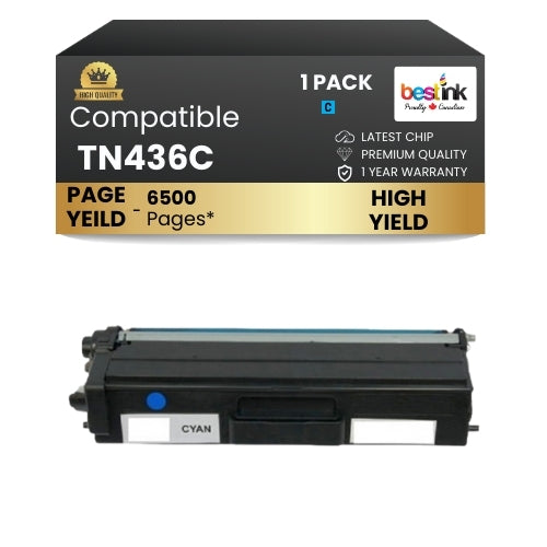 Compatible Brother TN436C Cyan Toner Cartridge Extra High Yield ( 1 Pack )
