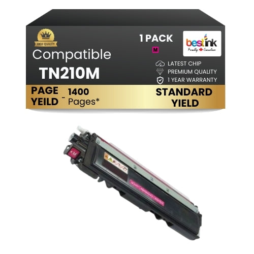 Brother TN210M Compatible Magenta Toner Cartridge ( 1 Pack ) Standard Yield