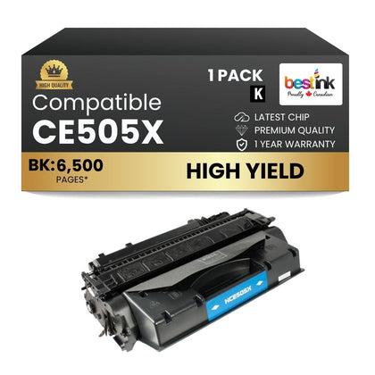 Cartouche de toner noir haute capacité compatible HP 05X CE505X (1 paquet)