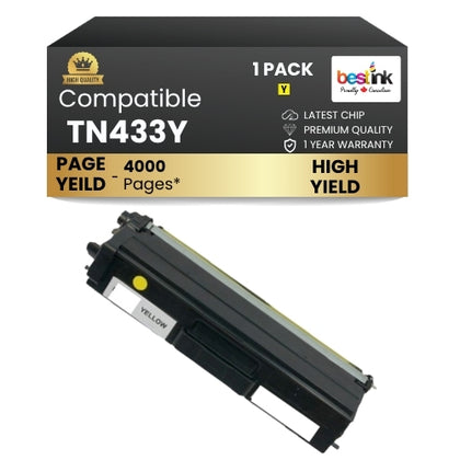 Cartouche de toner jaune haute capacité compatible Brother TN433Y (1 paquet)