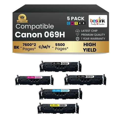 CANON 069H Compatible Toner Cartridge BK/C/M/Y ( 5 Pack ) High Yield
