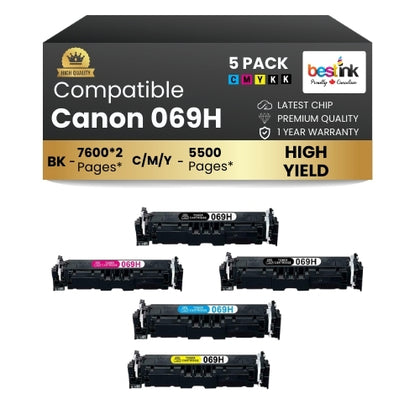 CANON 069H Compatible Toner Cartridge BK/C/M/Y ( 5 Pack ) High Yield