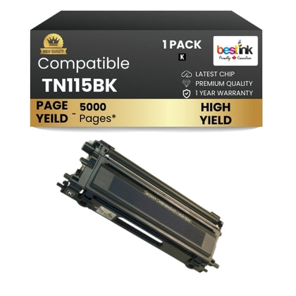 Compatible Brother TN115BK  Black Toner Cartridge High Yield ( 1 Pack )