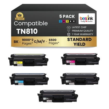 Brother TN810 Toner Cartridge 2BK/C/M/Y ( 5 Pack ) Standard Yield