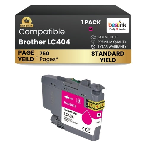 Brother LC404 Compatible Ink Cartridge Magenta ( 1 Pack ) Standard Yield