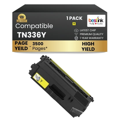 Cartouche de toner jaune haute capacité compatible Brother TN336Y (1 paquet)