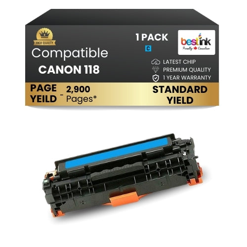 Cartouche de toner compatible Canon 118 cyan (1 paquet), rendement standard
