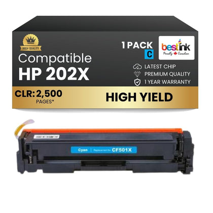 Compatible HP 202X CF501X Cyan Toner Cartridge High Yield
