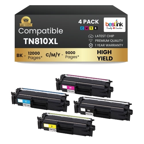 Brother TN810xl Toner Cartridge BK/C/M/Y ( 4 Pack ) High Yield